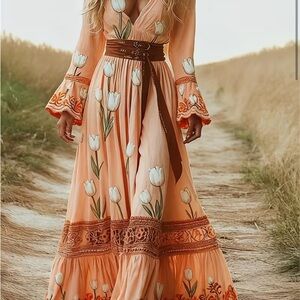 Floral Embroidered Maxi Dress